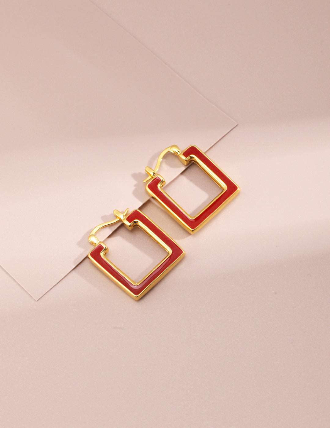 Festive Winter French Vintage Square Earrings – S925 Silver with K Gold Drip Glaze