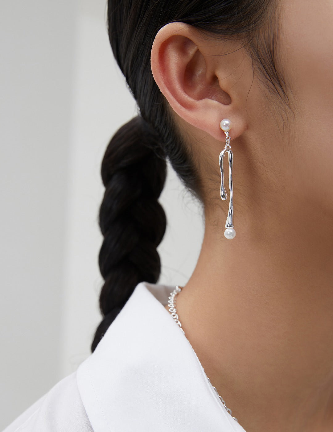 Liquid Essence Collection: Asymmetric Sterling Silver Earrings Inspired by Oceanic Elegance