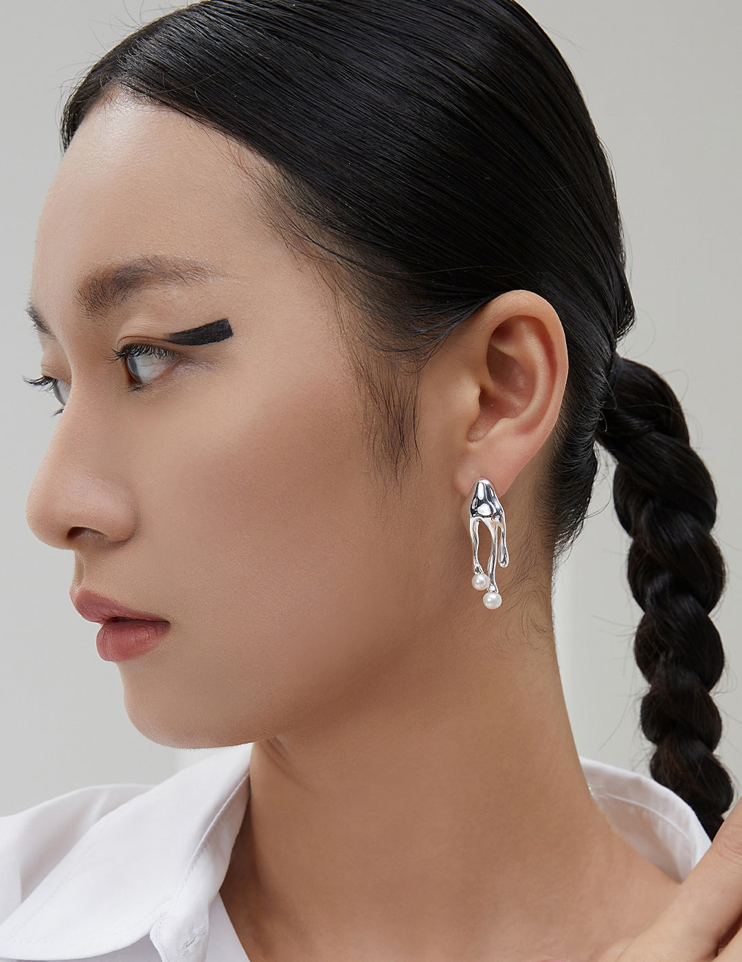 Liquid Essence Collection: Asymmetric Sterling Silver Earrings Inspired by Oceanic Elegance