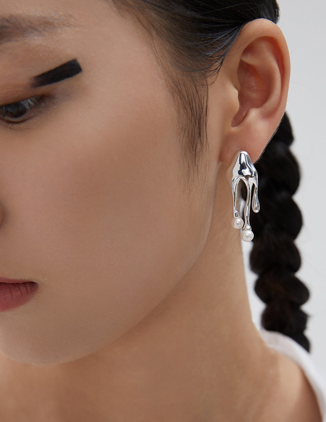 Liquid Essence Collection: Asymmetric Sterling Silver Earrings Inspired by Oceanic Elegance