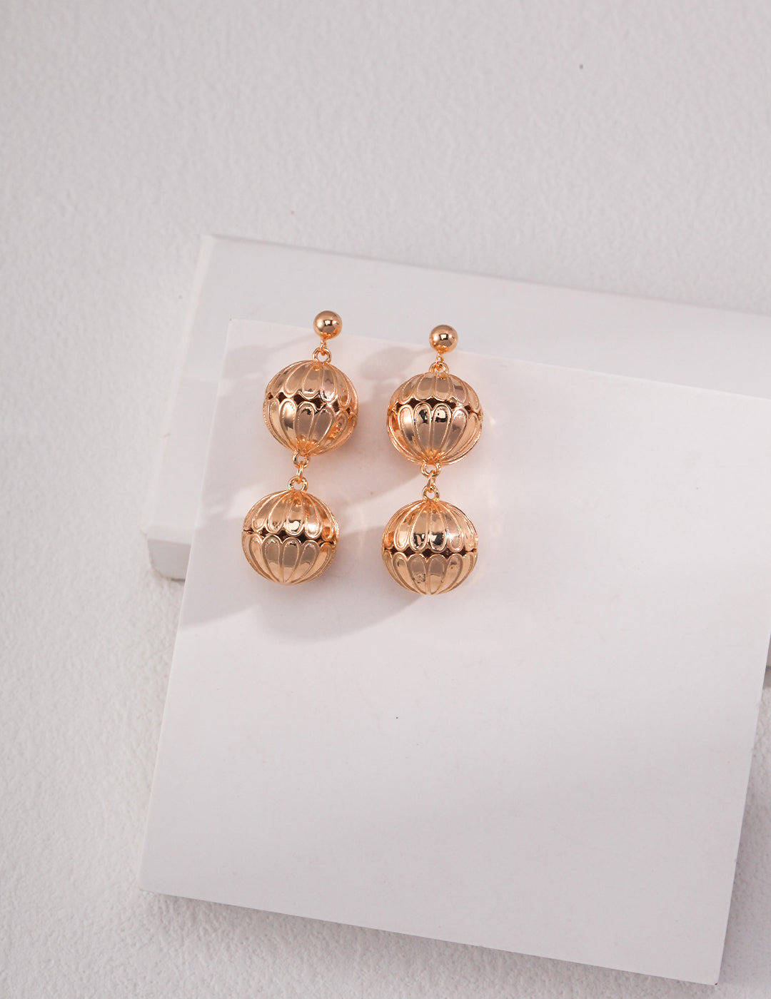 Minimalist Golden Ball Sterling Silver Earrings: Delicate Dangle Design