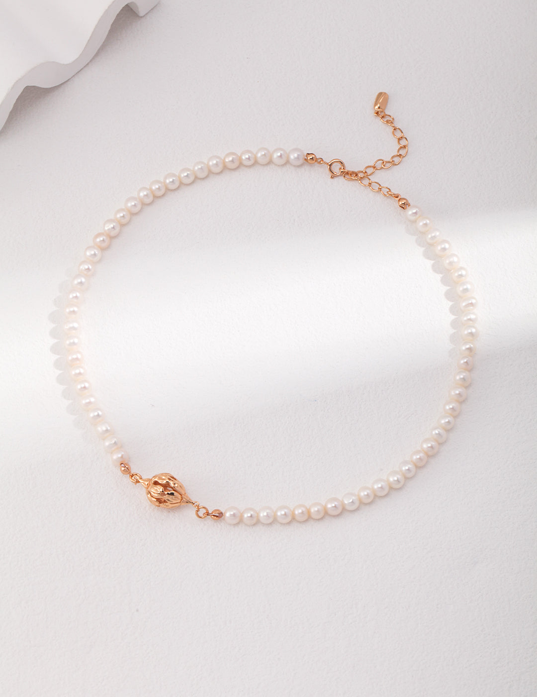 Nature-Inspired Floral Cluster Pure Silver Pearl Necklace - In Vintage Gold and White Gold