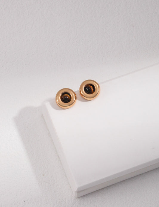 Elegant Minimalist Gold Circle Stud Earrings: Timeless Sterling Silver